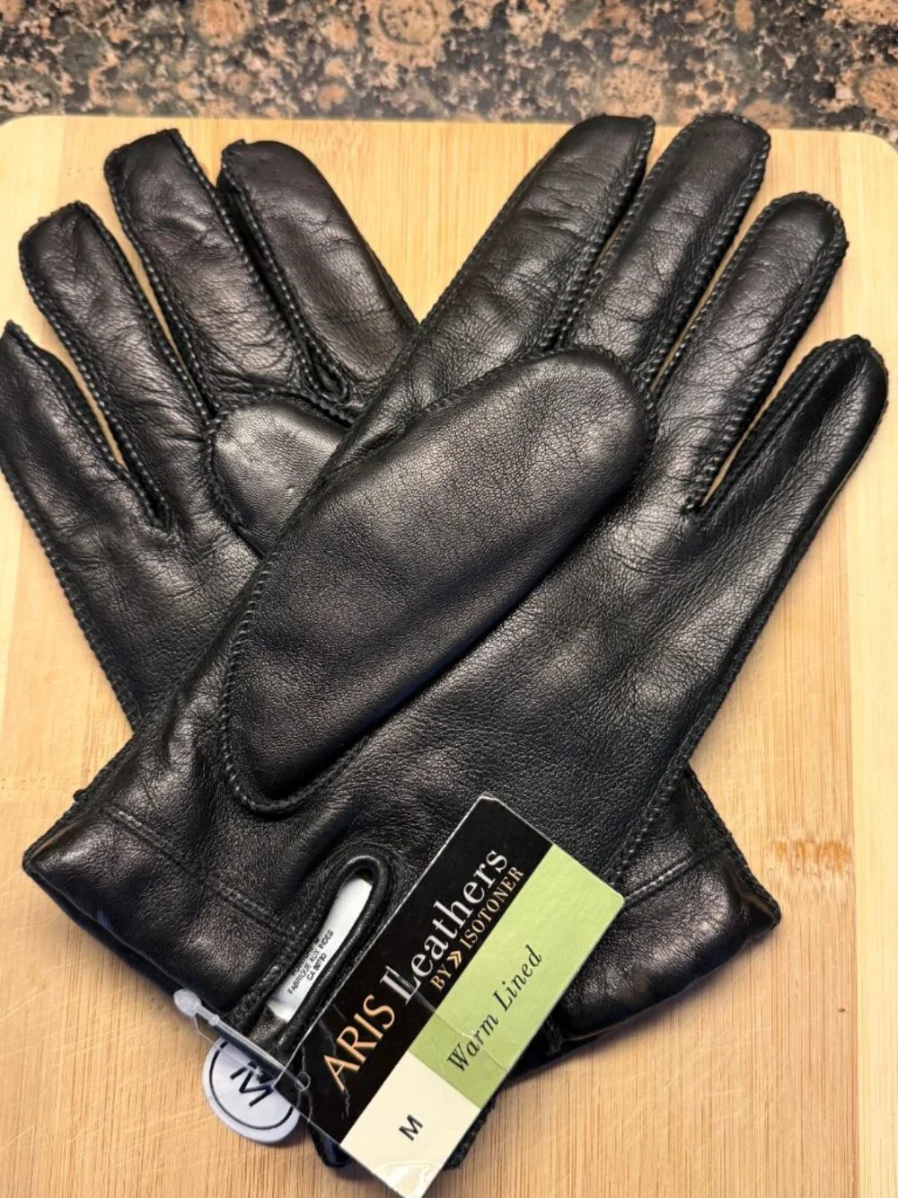 Aris Isontoner Leather Gloves Black / Sz. M